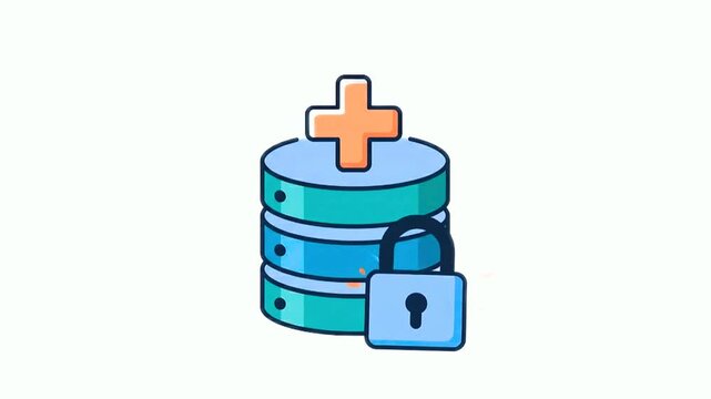 Secure medical database server with locking data protection animation