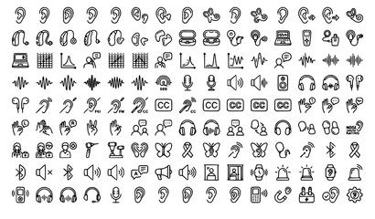 100 Hearing Line Icons Editable Stroke Audiology Healthcare Vector Collection © MdArif