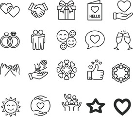 Fototapeta premium Collection Of Line Icons Representing Love Celebration And Connection