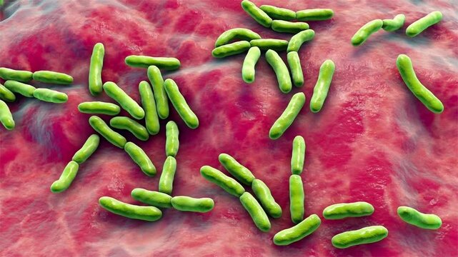Bifidobacteria, 3D animation illustrating clinically relevant probiotic bacteria of the human gut microbiota associated with digestive health and immune balance.
