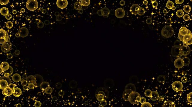 4k Magic 2d bubble sphere frame loop animation, flash electric moving frame Seamless loop soap. event festive happy new year holiday, bubbles motion on black screen