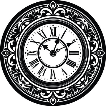 Antique clock with roman numerals and ornate frame