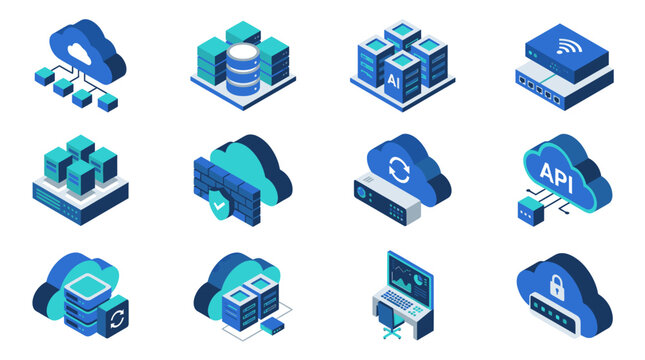 Isometric Technology Icons Set for Digital Concepts.