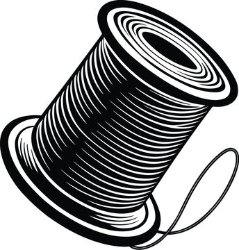 Black wire spool with loose end