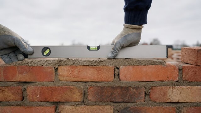 Skilled Trades Apprenticeship Apprentice Hands Check Brickwork Level