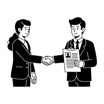 Professional business people shaking hands, symbolizing successful partnership, agreement, job interview, or a new career opportunity