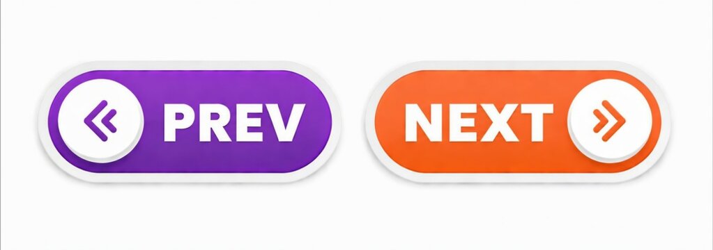 Modern flat design navigation buttons with prev and next icons