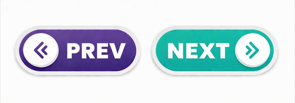 Modern navigation buttons with prev and next labels for website or app interface