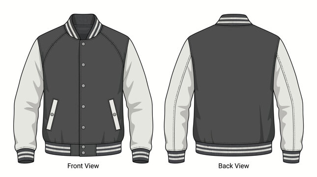 Varsity Jacket Mockup Template Front and Back View Sports Apparel Design