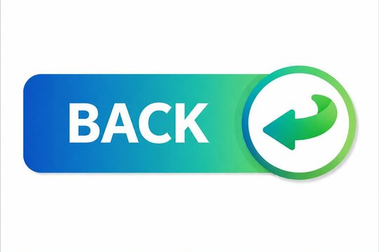 Modern back button with left arrow icon on gradient blue background