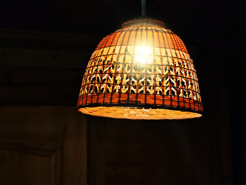 Wooden ceiling night lamp design background