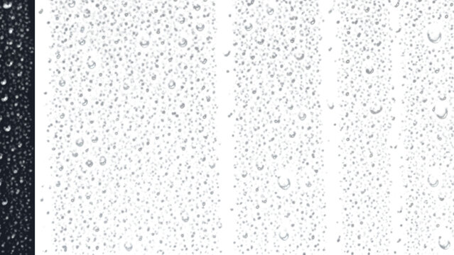 Rain water drops glass stormy rainy overlay on png transparent background with realistic water droplet texture for design composition and mockup