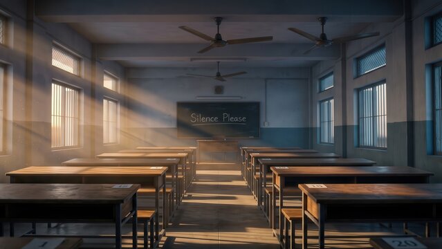 Empty Examination Hall &ndash; School Exam Classroom Before Students