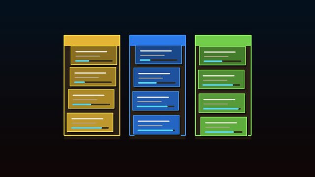 Animated 3D Business Project Management Board