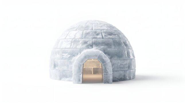 Traditional snow igloo house isolated on white background.