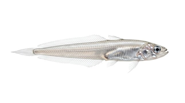 Transparent small fish isolated on white background.