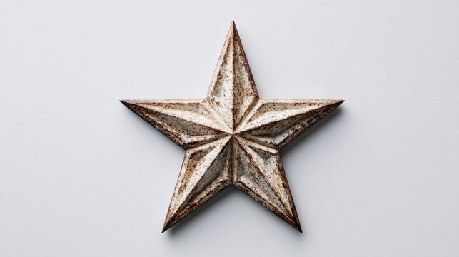 Antique metal star symbol isolated on white backdrop