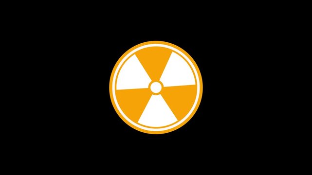 Radiation icon button animation, radiation warning sign with black background, 4k video