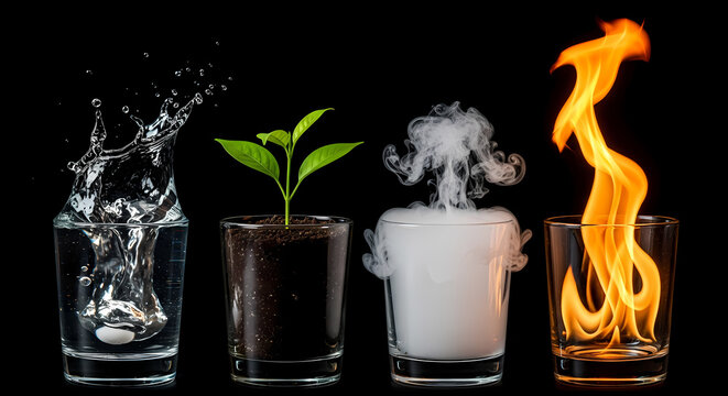 Four Elements Water, Earth, Air, Fire &ndash; Symbol of Nature and Life