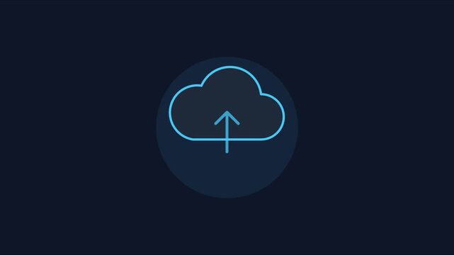 Cloud upload animation: digital data transfer and network syncing concept 4k