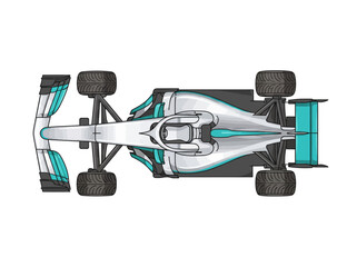 Obraz premium formula one race car speeding away on track