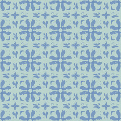 Batik Block Print Blue and Turquoise Seamless Repeating Surface Pattern