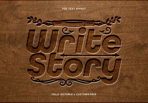 Wood Engraved Text Effect