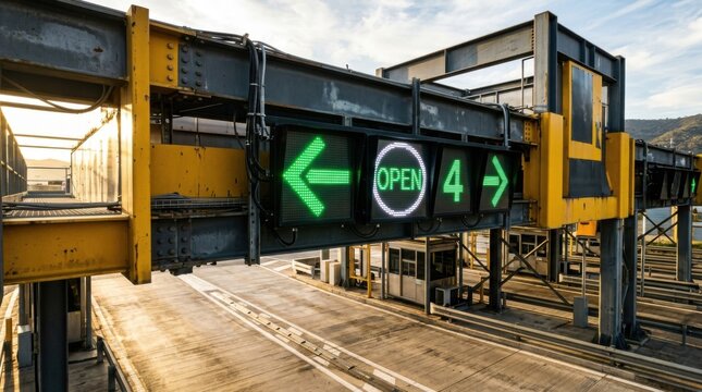Toll Booth Lane Signaling Open Traffic Flow Management Illuminated Directions