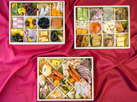 Top View of Full Osechi Ryori Three Box Set