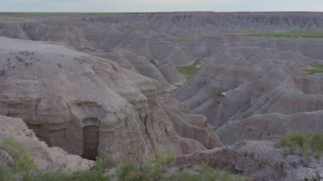 Overlook of dramatic formations at Badlands National Park