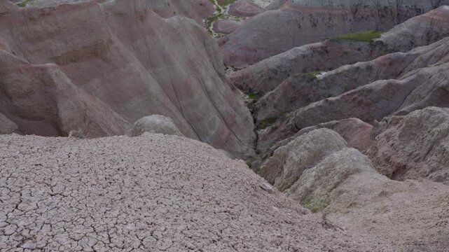 Jagged rock formations at Badlands National Park