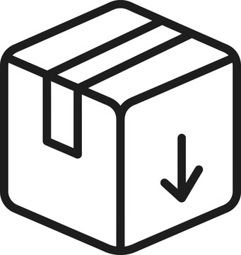 black download box icon vector line symbol on white background
