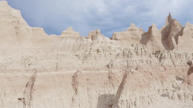 Jagged rock formations at Badlands National Park