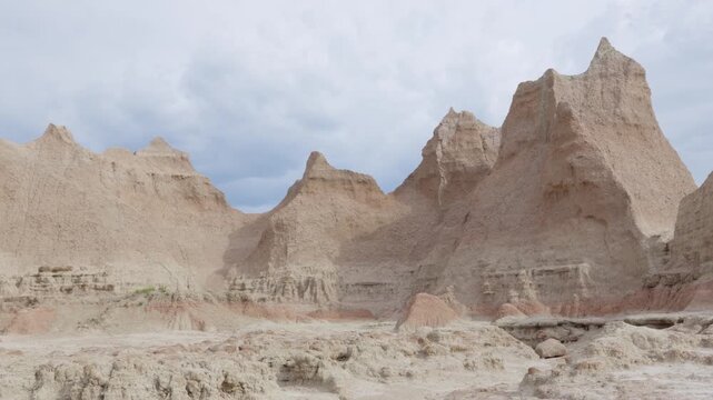 Jagged rock formations at Badlands National Park
