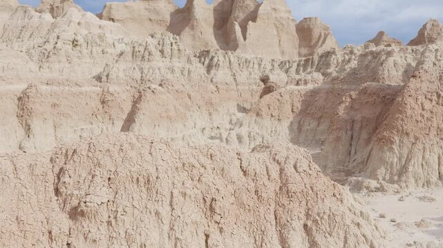 Jagged rock formations at Badlands National Park
