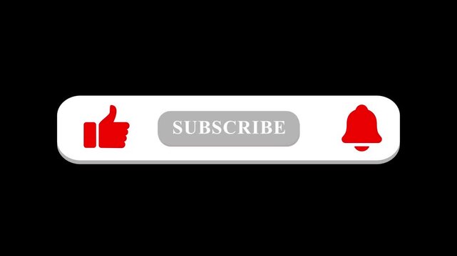 Animated red subscribe button overlay for YouTube videos, streaming, reels, shorts and professional video editing projects.4k animation .