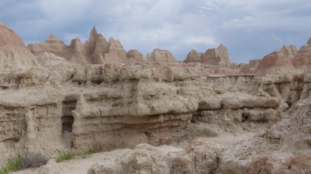 Jagged rock formations at Badlands National Park