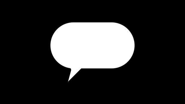 Animated white speech bubble graphic icon social media comment message lower third element video overlay.4k video.
