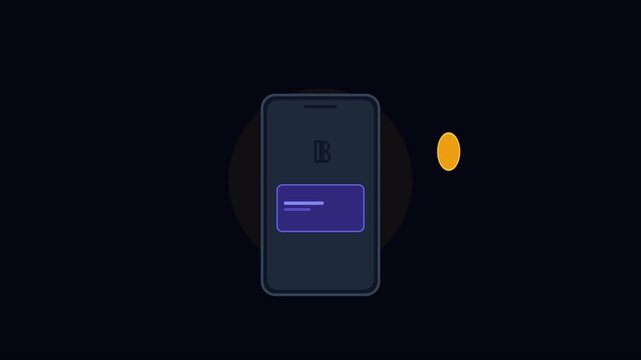 Cryptocurrency mobile payment animation with bitcoin and digital wallet interface 4k fintech