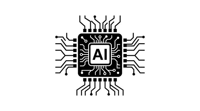 Advanced artificial intelligence microchip icon representing digital technology neural network processing and modern computer systems hardware.