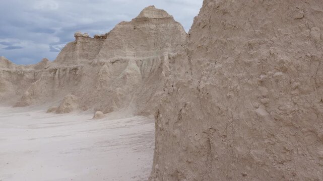 Jagged rock formations at Badlands National Park