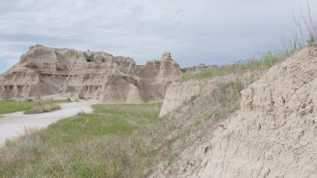 Jagged rock formations at Badlands National Park