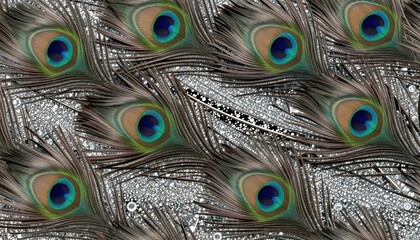 Obraz premium A detailed view of colorful peacock feathers showcasing their stunning iridescence and elaborate patterns