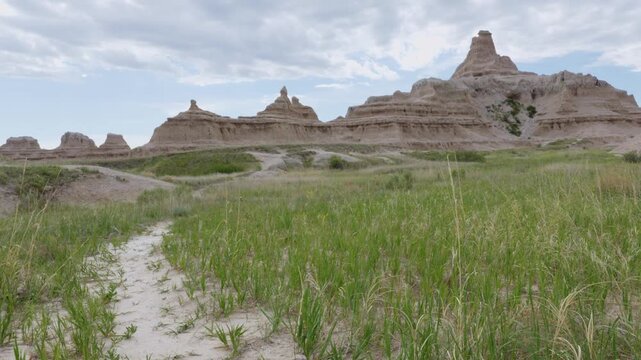 Jagged rock formations at Badlands National Park