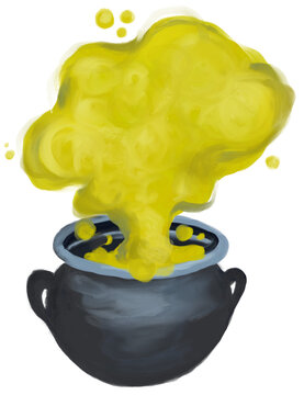 Halloween cauldron with green magic potion transparent png