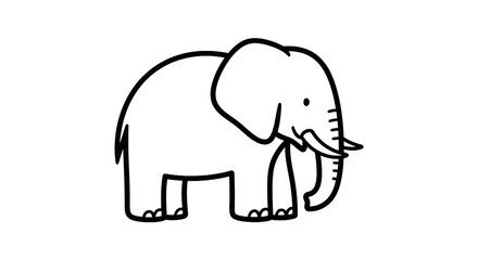 Fototapeta premium Simple line drawing of a large elephant with tusks