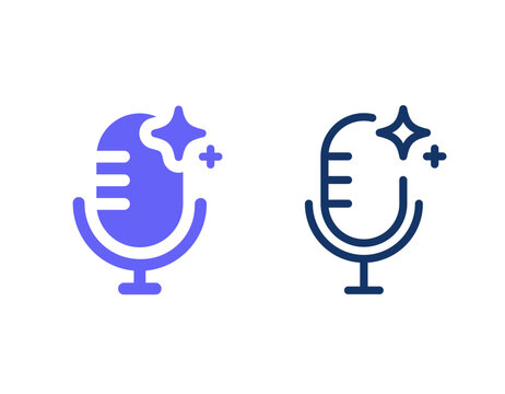 AI microphone line icon vector. AI mic vector glyph icon.