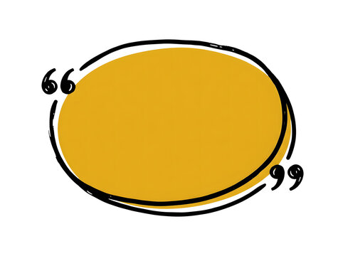 Hand drawn yellow speech bubble with quotation marks isolated on transparent background