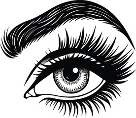 Obraz premium Close-up black and white eye with long eyelashes