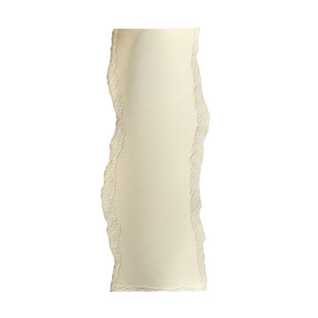 A close up of a piece of white fabric with a frayed edge isolated on transparent background
